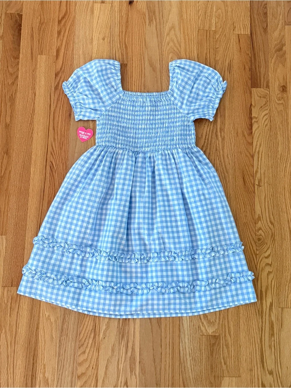 NWT The Children’s Place Girls Gingham Smocked Babydoll Dress, Size Large 10/12